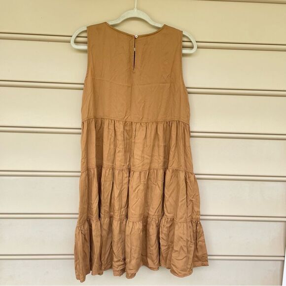NWT Tommy Hilfiger Sleeveless Tiered Cotton Midi Dress in Tan Size 6 - Picture 6 of 9